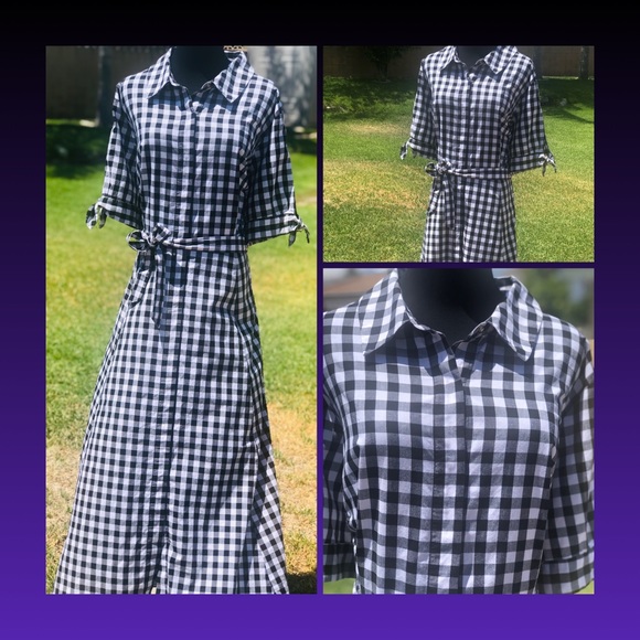 calvin klein gingham midi dress